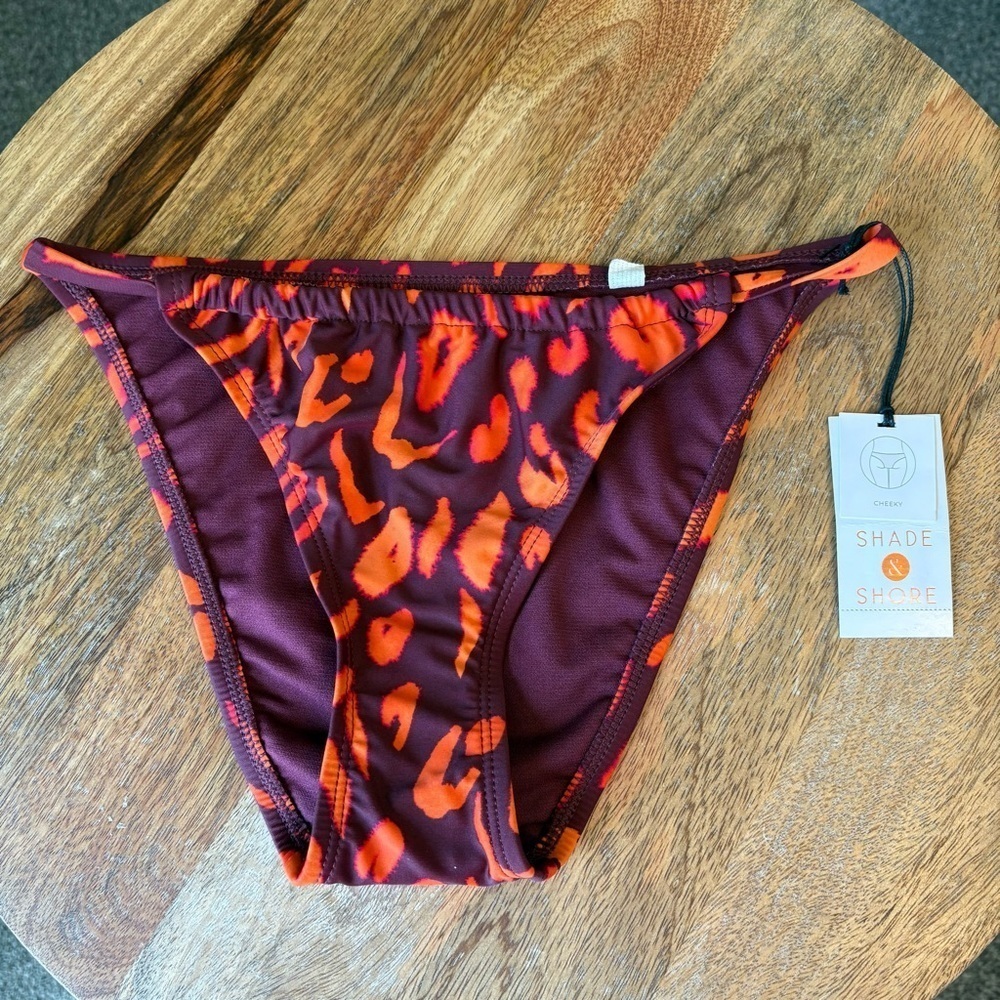 Shade & Shore Purple and Orange Leopard Print Bikini Bottom size small
